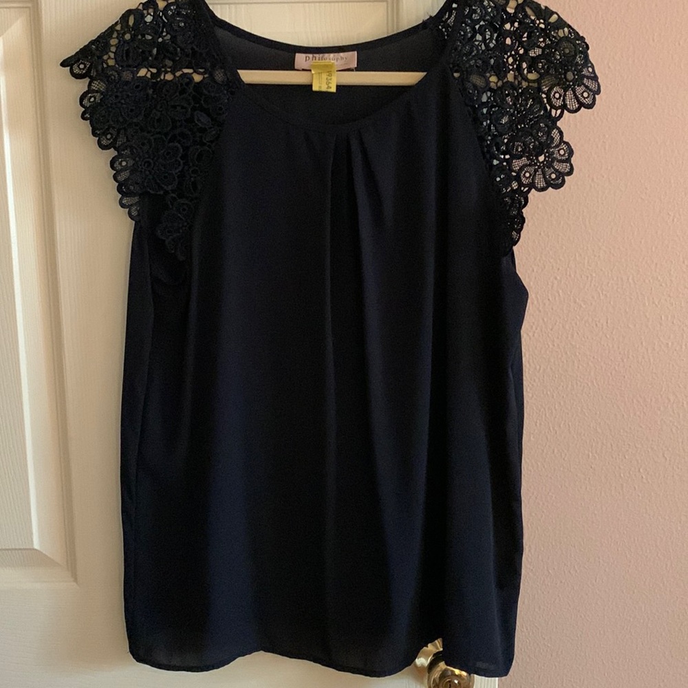 Philosophy sleeveless blouse navy blue size L
